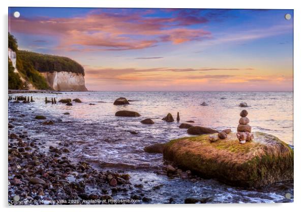 BALTIC SEA Chalk cliffs sunset Acrylic by Melanie Viola