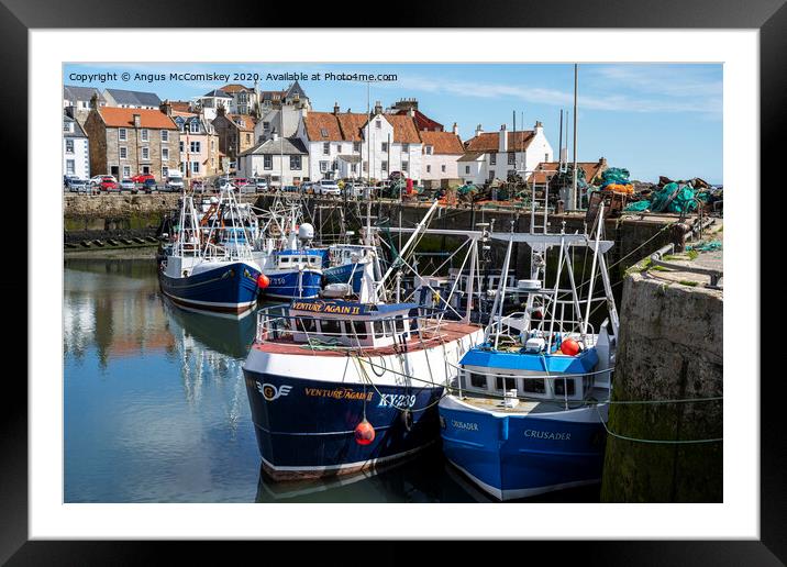 Fishing boats moored in Pittenweem Harbour Framed Mounted Print by Angus McComiskey