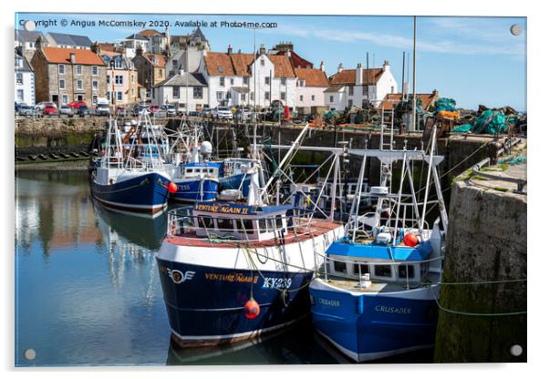 Fishing boats moored in Pittenweem Harbour Acrylic by Angus McComiskey