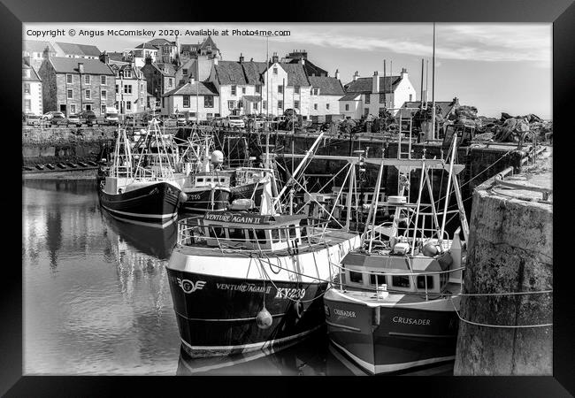 Fishing boats moored in Pittenweem Harbour mono Framed Print by Angus McComiskey