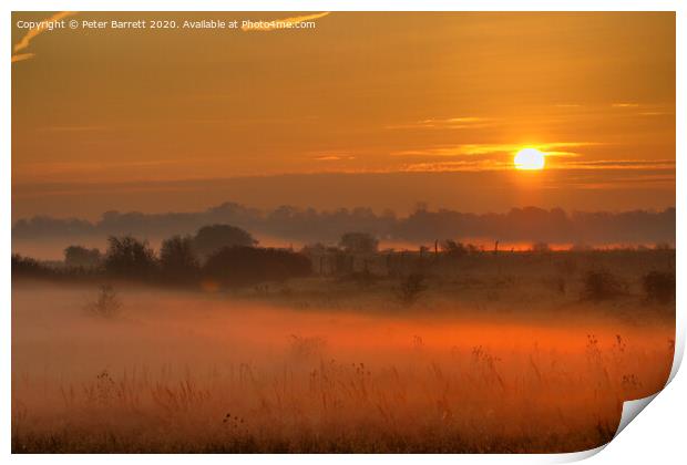 Misty Morning Sunrise Print by Peter Barrett