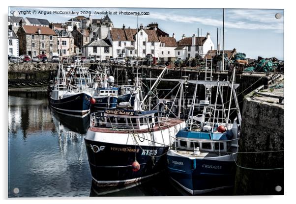 Fishing boats moored in Pittenweem Harbour Acrylic by Angus McComiskey