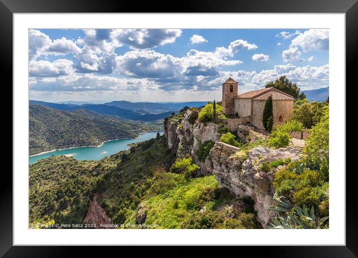 View of the Romanesque church of Santa Maria de Siurana in Catalonia Framed Mounted Print by Pere Sanz