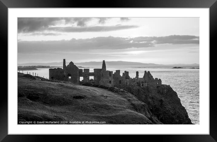 The old ruin of Dunluce Castle Framed Mounted Print by David McFarland