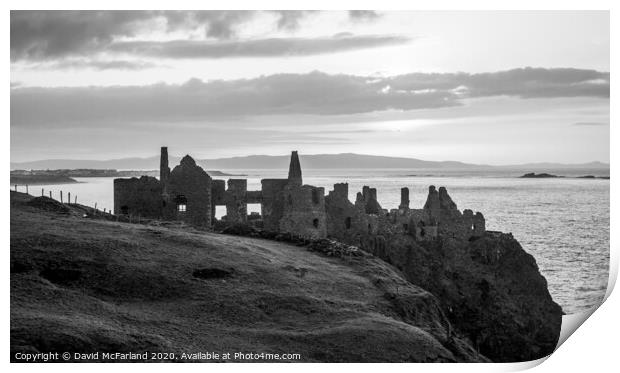 The old ruin of Dunluce Castle Print by David McFarland