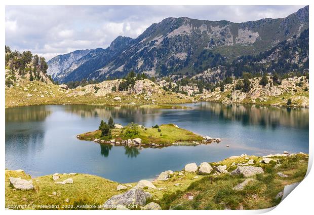 Lake Cabidornats in Aiguestortes National Park, Catalan Pyrenees Print by Pere Sanz
