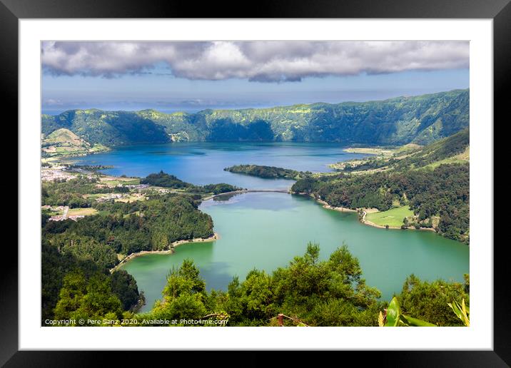 Lake of Sete Cidades from Vista do Rei viewpoint in Sao Miguel, Azores Framed Mounted Print by Pere Sanz