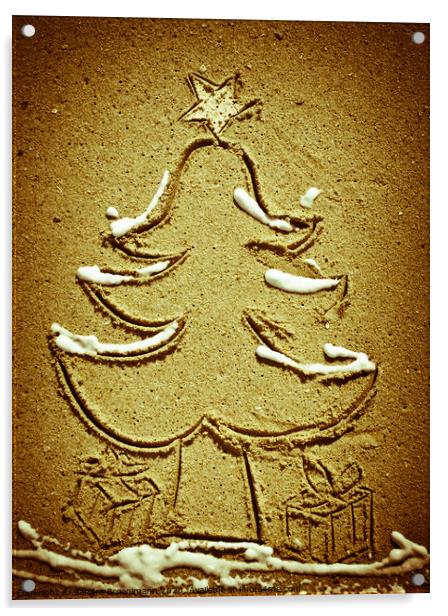 Xmas tree in the sand Acrylic by Sandra Broenimann