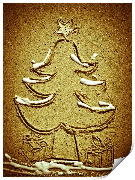 Xmas tree in the sand Print by Sandra Broenimann