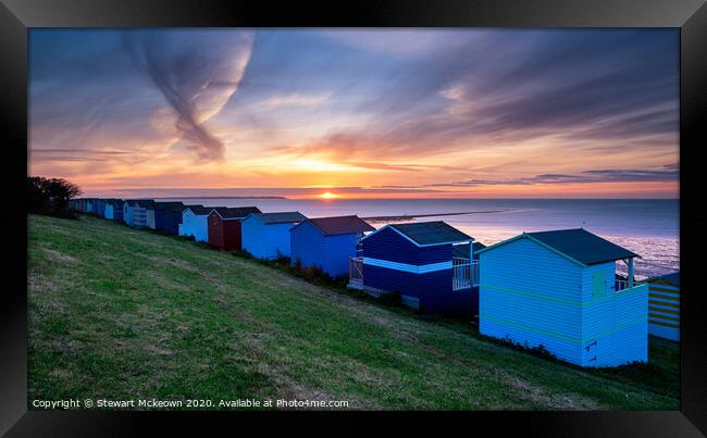 Tankerton Huts Sunset Framed Print by Stewart Mckeown