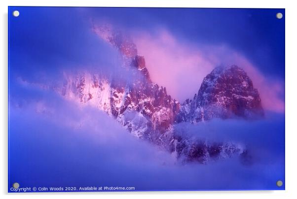 Evening light on L'aiguille Verte  Acrylic by Colin Woods