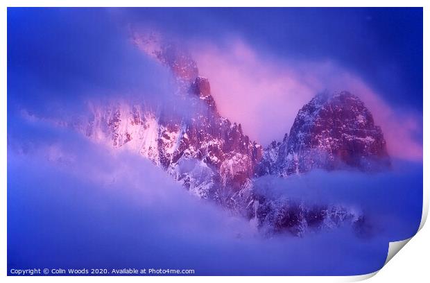 Evening light on L'aiguille Verte  Print by Colin Woods