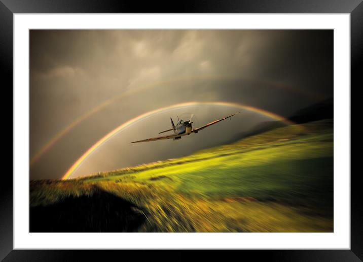 Man Will Send His Angels - Supermarine Spitfire Framed Mounted Print by J Biggadike