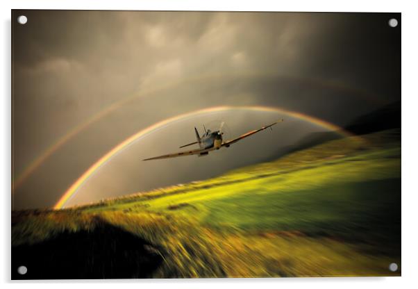 Man Will Send His Angels - Supermarine Spitfire Acrylic by J Biggadike