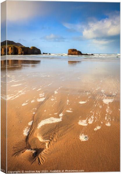 Outgoing tide (Perranporth)   Canvas Print by Andrew Ray