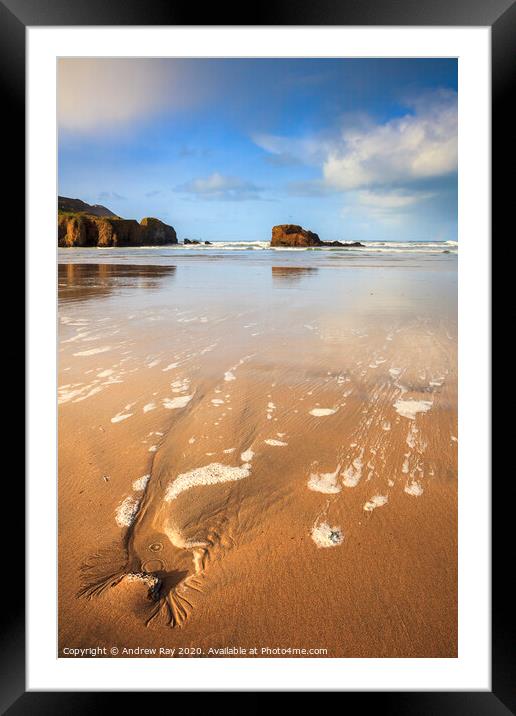 Outgoing tide (Perranporth)   Framed Mounted Print by Andrew Ray