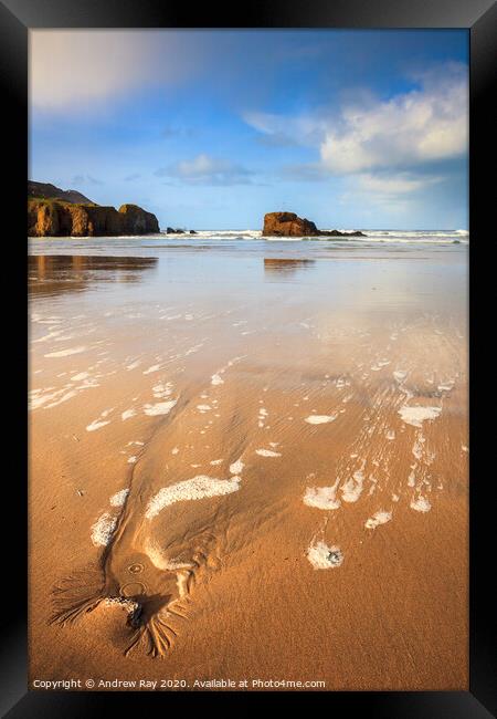 Outgoing tide (Perranporth)   Framed Print by Andrew Ray