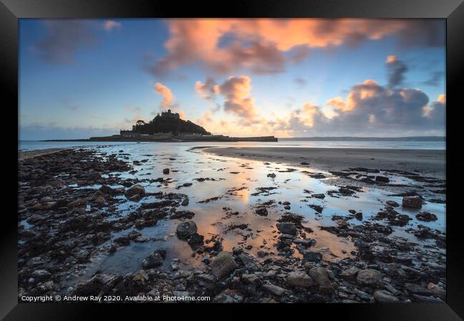Sunset reflections (St Michael's Mount) Framed Print by Andrew Ray