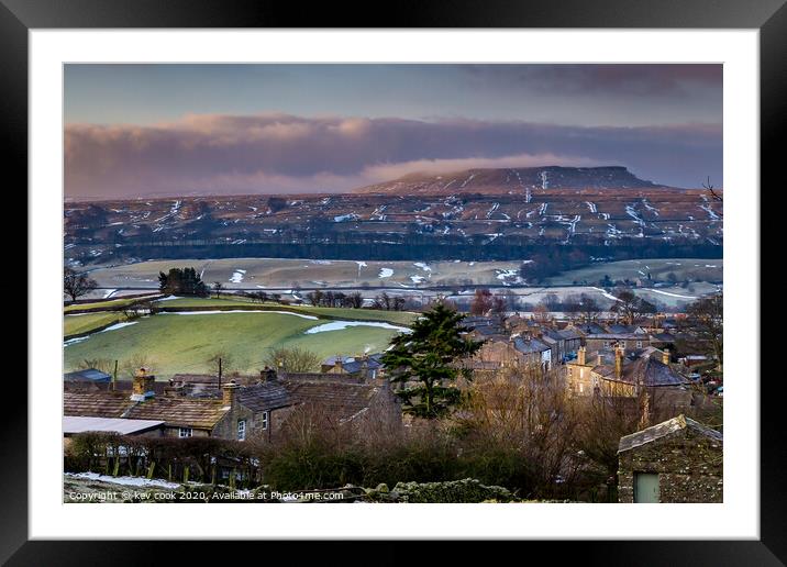 Askrigg in the snow Framed Mounted Print by kevin cook