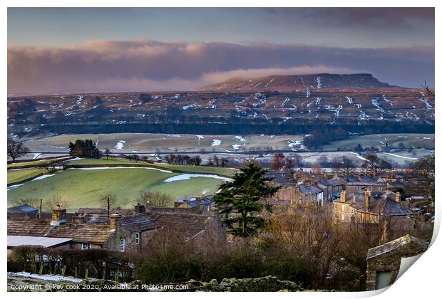Askrigg in the snow Print by kevin cook