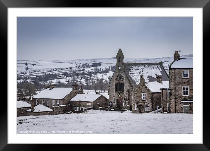 Reeth in the snow Framed Mounted Print by kevin cook