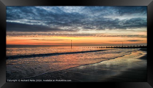 Withernsea Golden time Framed Print by Richard Perks