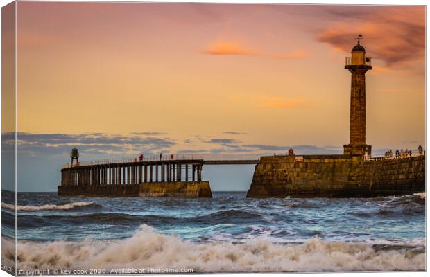 sunsetting at whitby Canvas Print by kevin cook