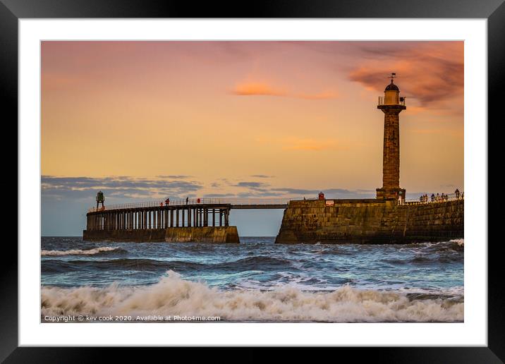 sunsetting at whitby Framed Mounted Print by kevin cook