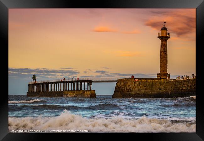 sunsetting at whitby Framed Print by kevin cook