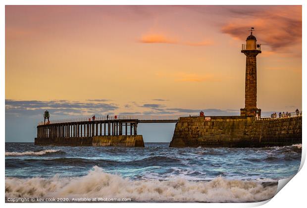 sunsetting at whitby Print by kevin cook