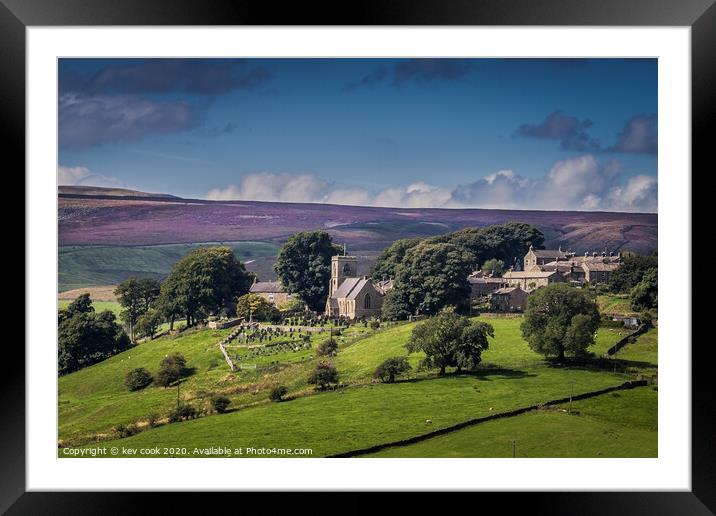 Heather over middlesmoor Framed Mounted Print by kevin cook