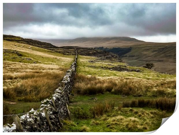 Whernside in the cloud Print by Jim Day