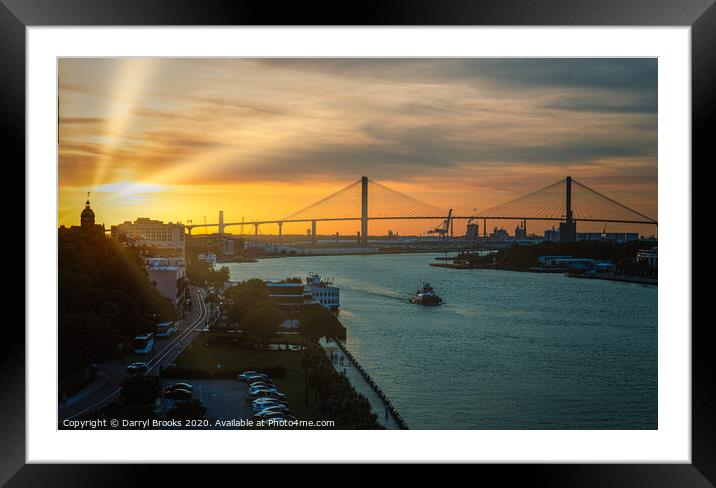 Sunset Over Savannah Framed Mounted Print by Darryl Brooks