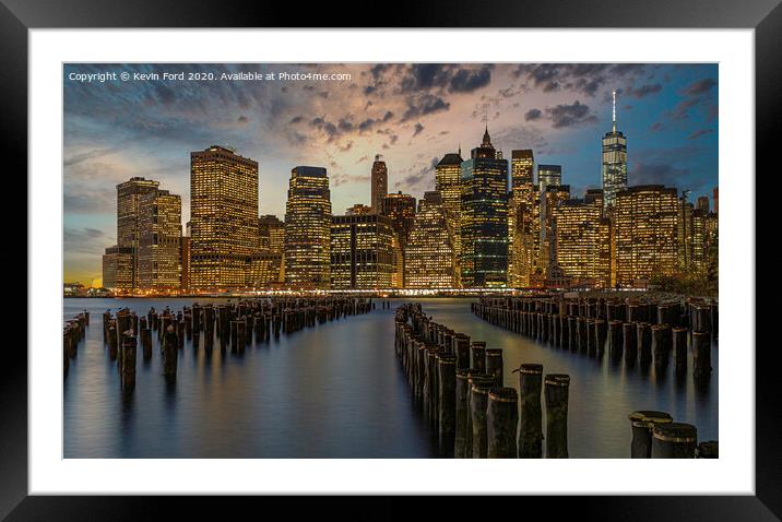 Lower Manhattan just after Sunset Framed Mounted Print by Kevin Ford