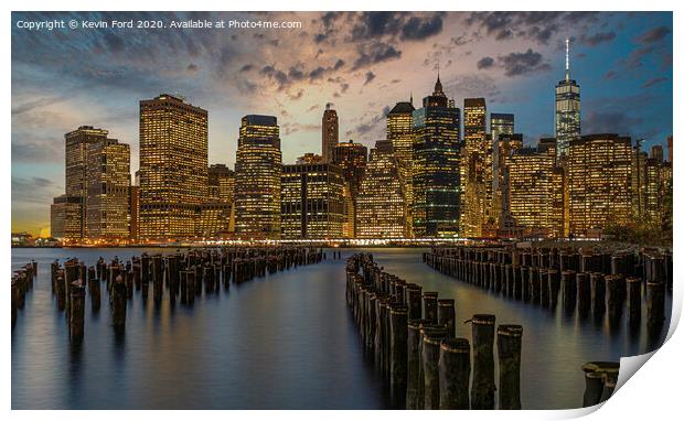 Lower Manhattan just after Sunset Print by Kevin Ford