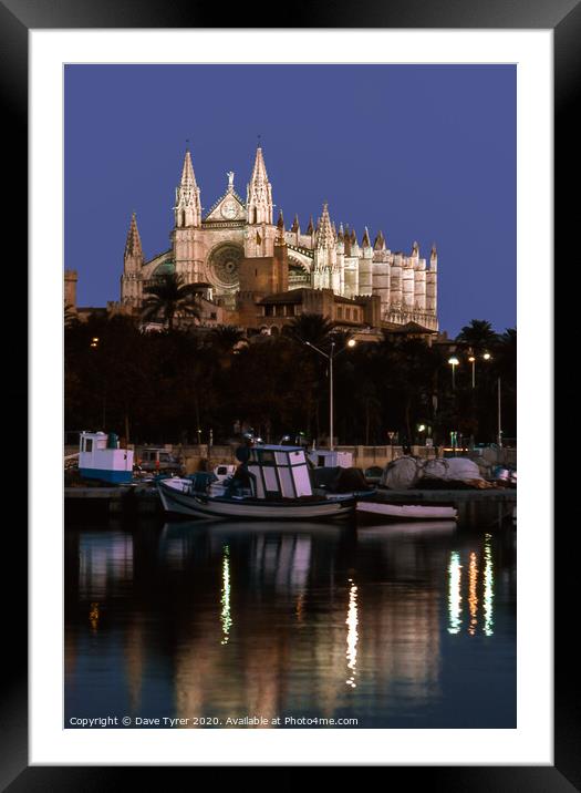 Palma Cathedral at Night Framed Mounted Print by David Tyrer