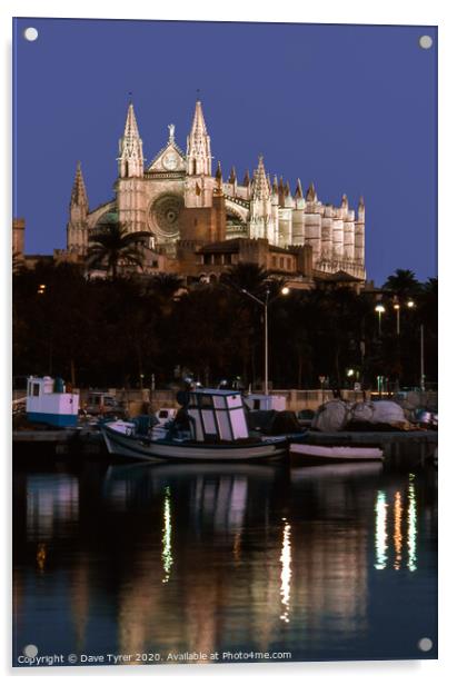 Palma Cathedral at Night Acrylic by David Tyrer