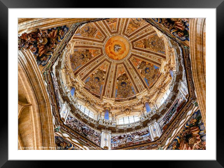 Stone Dome Holy Spirit Statues New Salamanca Cathedral Spain Framed Mounted Print by William Perry