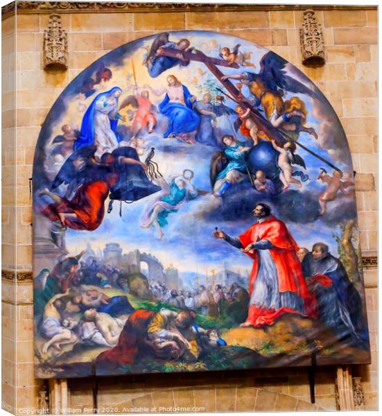 Jesus Mary Painting Gallego Old Salamanca Cathedral Spain Canvas Print by William Perry