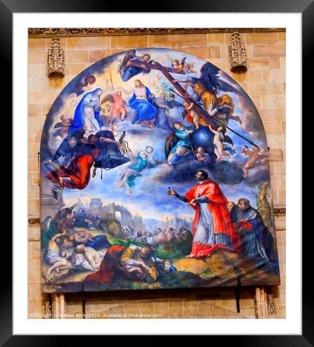 Jesus Mary Painting Gallego Old Salamanca Cathedral Spain Framed Mounted Print by William Perry