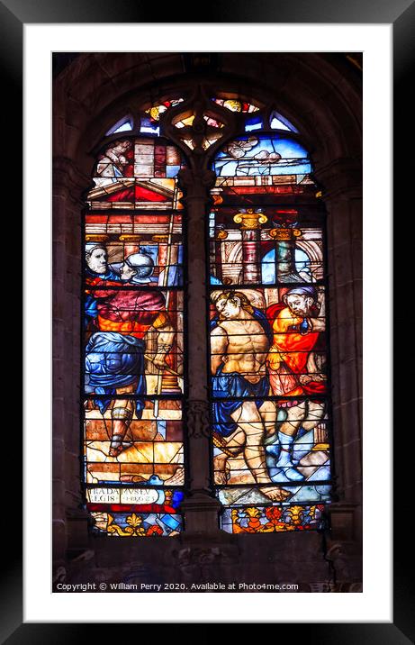 Christ Soldiers Stained Glass Salamanca New Cathedral Spain Framed Mounted Print by William Perry