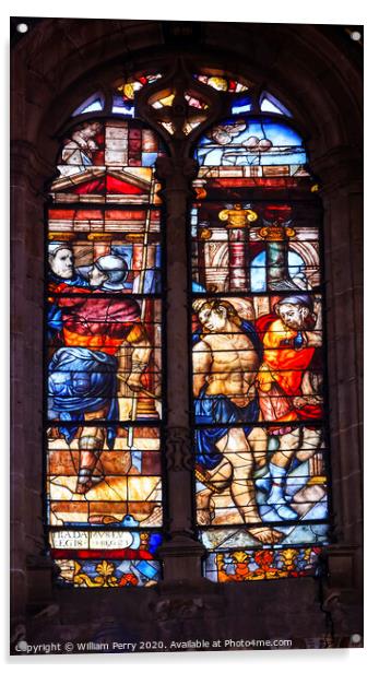 Christ Soldiers Stained Glass Salamanca New Cathedral Spain Acrylic by William Perry