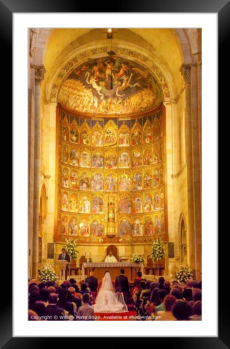Marriage Groom Bride Ancient Apse House Old Salamanca Cathedral Framed Mounted Print by William Perry