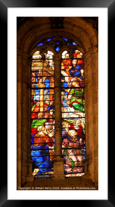 Angels Nobles Stained Glass Salamanca New Cathedral Spain Framed Mounted Print by William Perry