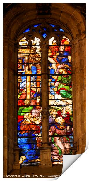 Angels Nobles Stained Glass Salamanca New Cathedral Spain Print by William Perry