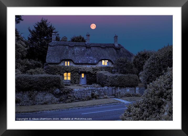 Full Moon Cottage Chipping Campden Framed Mounted Print by Alison Chambers