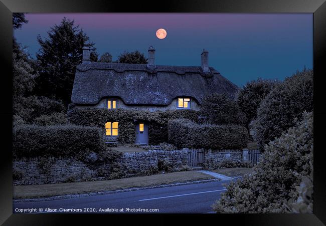 Full Moon Cottage Chipping Campden Framed Print by Alison Chambers