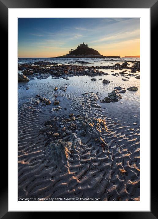 Sand patterns at St Michael's Mount  Framed Mounted Print by Andrew Ray