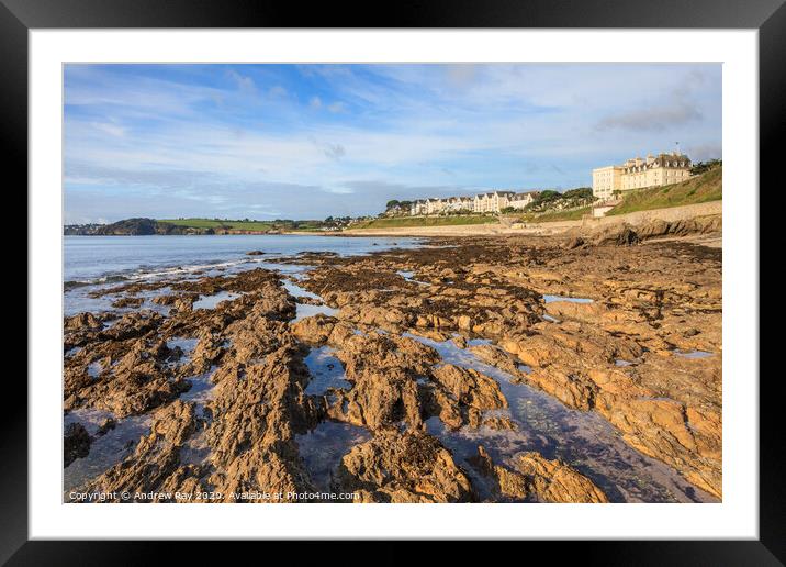 Rocky Shore (Carne Beach, Falmouth) Framed Mounted Print by Andrew Ray