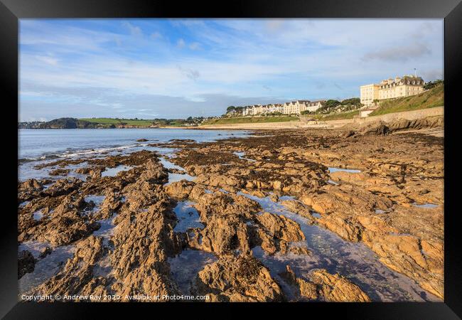 Rocky Shore (Carne Beach, Falmouth) Framed Print by Andrew Ray